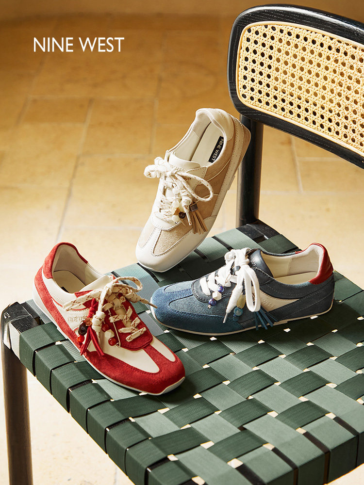 Nine West/玖熙德训鞋女2026春季新款真皮软底休闲运动鞋百搭女鞋主图