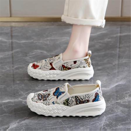 老北京布鞋女2026新款孕妇一脚蹬运动鞋软底不累脚妈妈帆布渔夫鞋