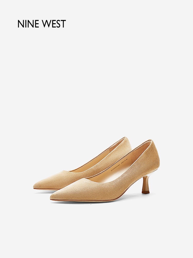 Nine West/玖熙法式尖头浅口单鞋女羊反绒猫跟高跟鞋通勤高级女鞋主图