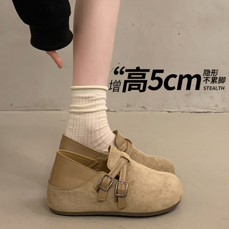 厚底内增高两穿勃肯鞋女款2026新款春季乐福博肯鞋一脚蹬浅口单鞋