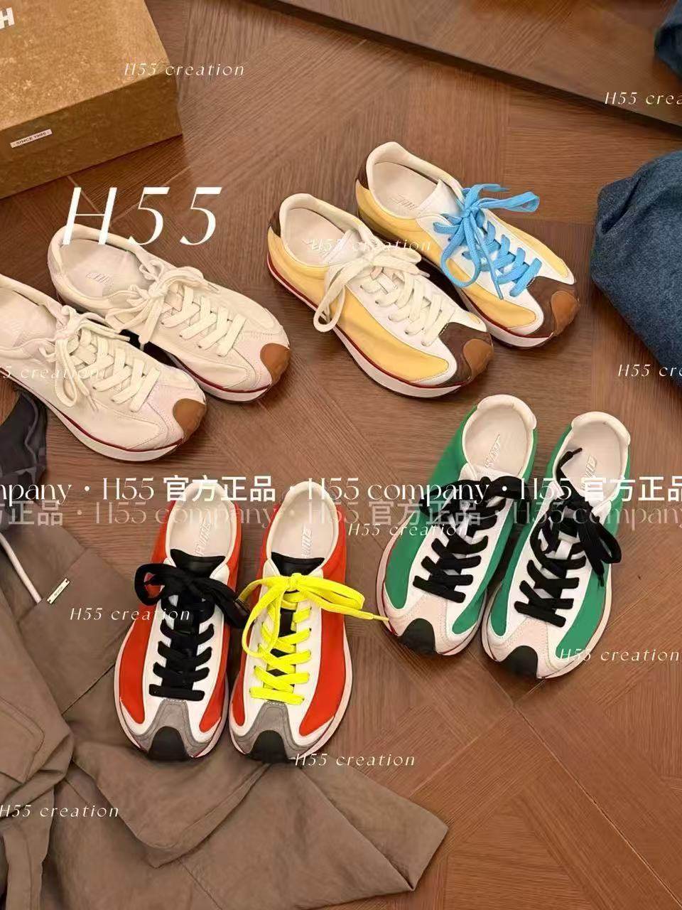 H55女鞋伊甸园2026春季新款春日版百搭撞色复古百搭缤纷华夫鞋主图