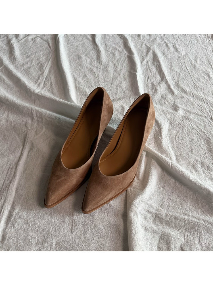 羊皮版~优雅气质时尚感通勤职业工作鞋女法式复古一脚蹬浅口单鞋主图