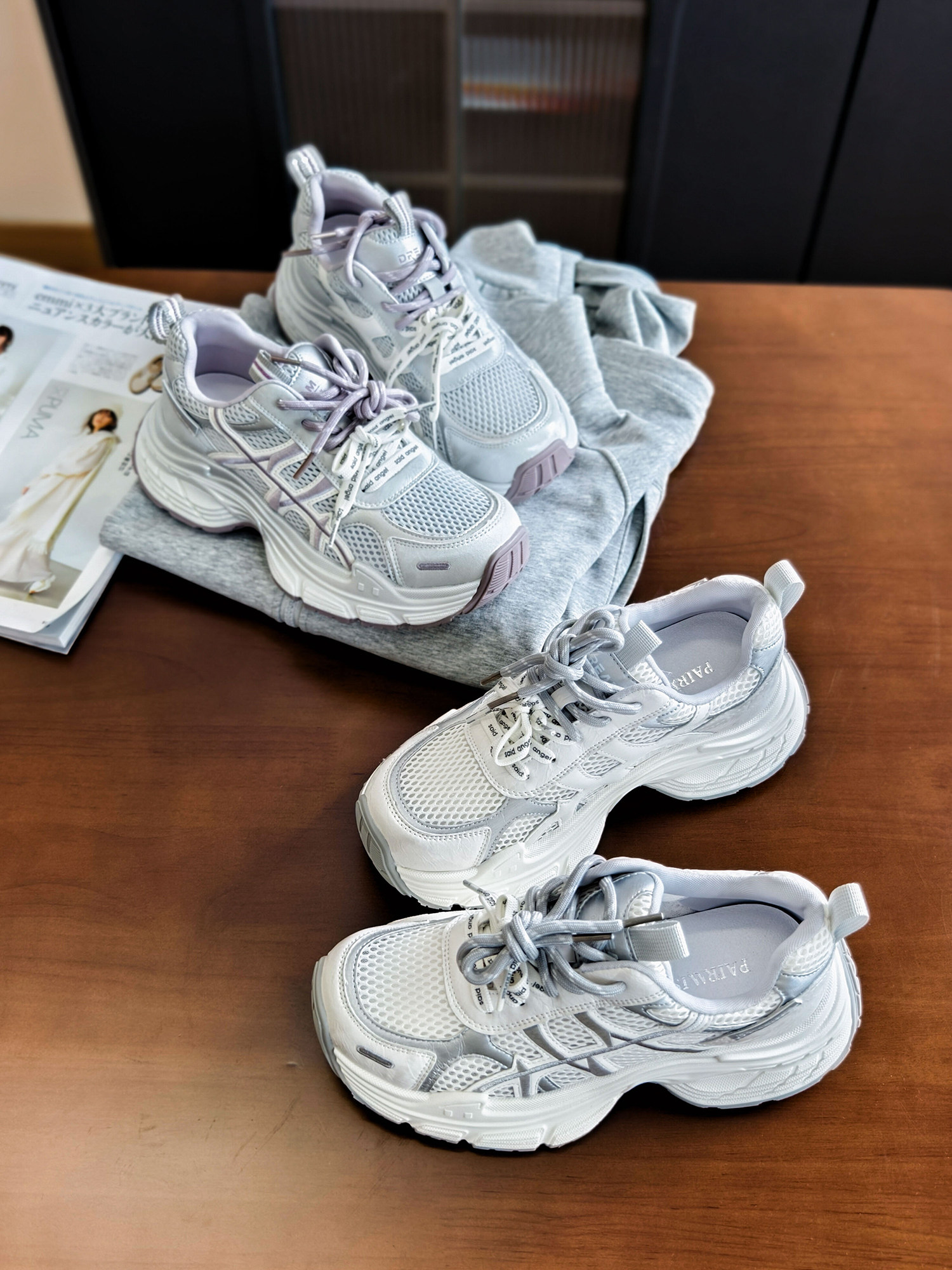 小耳出品 时尚休闲网面厚底老爹鞋 舒适透气猪皮鞋垫运动鞋女主图