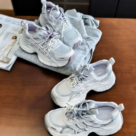 小耳出品 时尚休闲网面厚底老爹鞋 舒适透气猪皮鞋垫运动鞋女