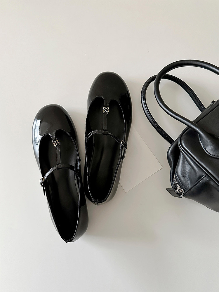 羊皮版~法式甜美时尚小众圆头玛丽珍鞋女日常通勤不累脚芭蕾单鞋主图