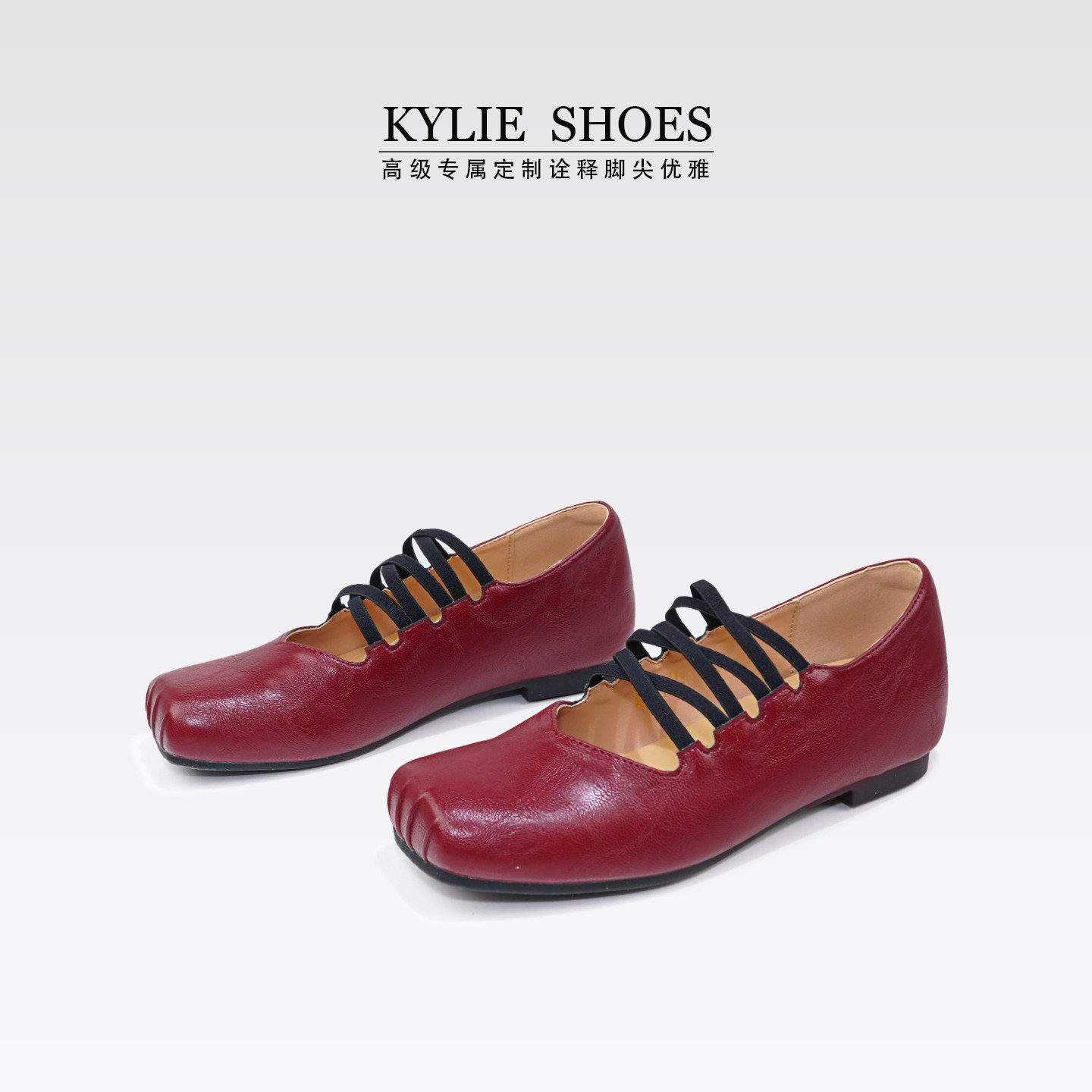 【芭蕾舞鞋】内增高4cm,法式方头交叉带玛丽珍鞋浅口软底芭蕾鞋主图