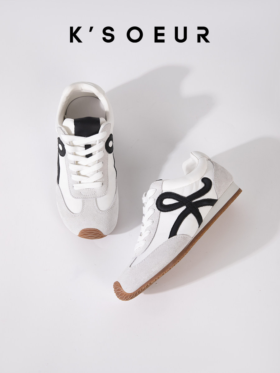 K姐 芭蕾舞阿甘鞋 真皮复古拼接撞色休闲鞋主图