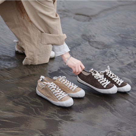 壹旧原著四季款双色香云纱柞蚕丝低帮画家硫化鞋6888-27/-28