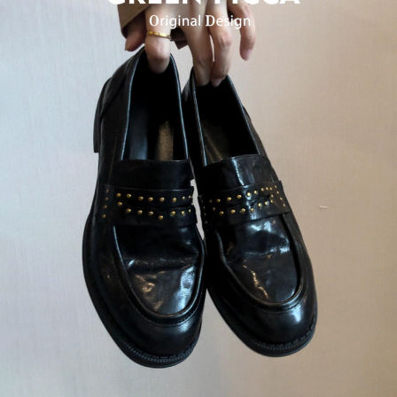 真皮~复古乐福鞋女2026春季新款黑色百搭粗跟单鞋厚底英伦小皮鞋