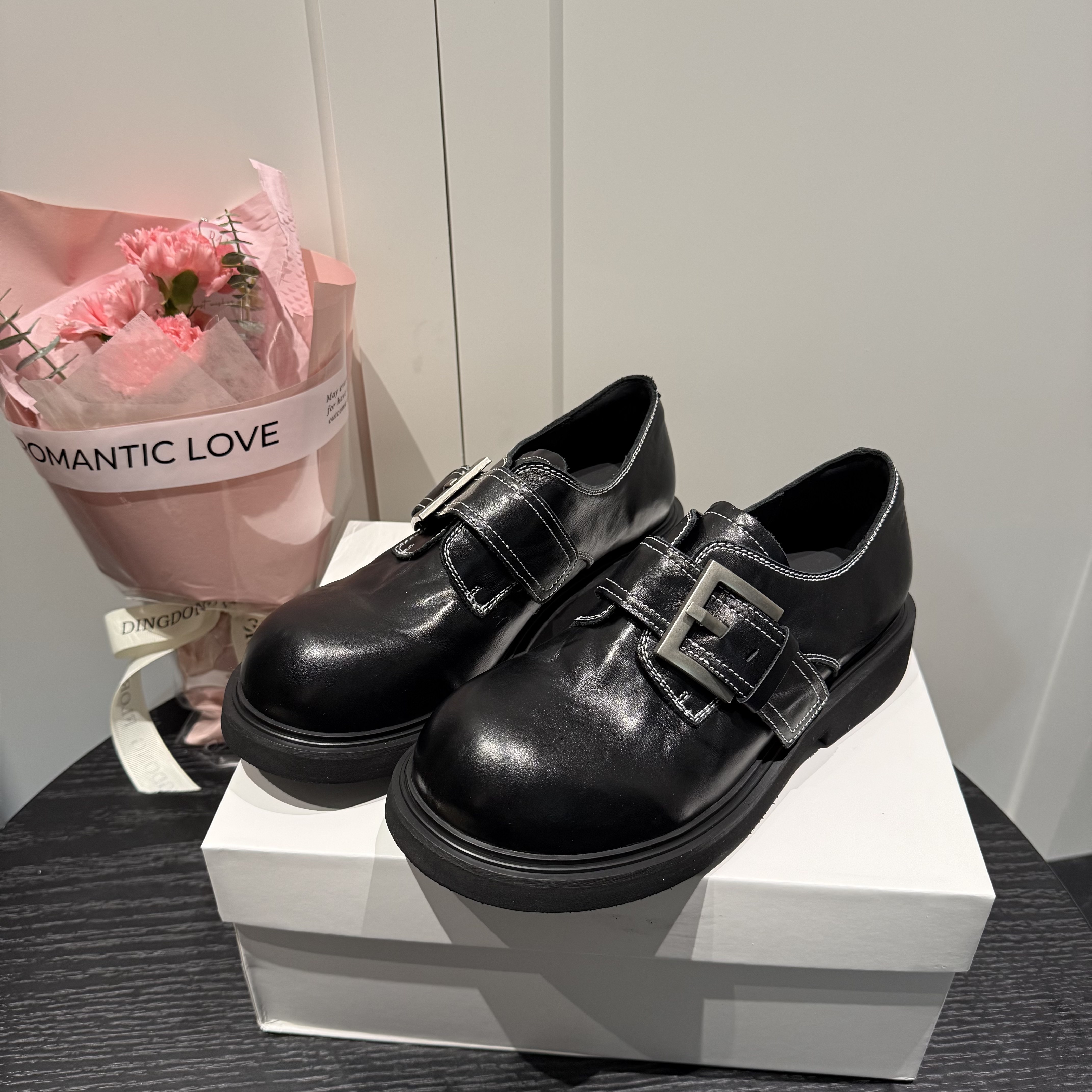 欧货高品质头层牛皮乐福鞋女2026春季新款真皮厚底小皮鞋主图