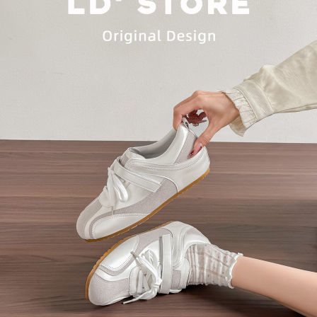 真皮~练习生内增高芭蕾德训鞋女春魔术贴小白鞋休闲玛丽珍运动鞋