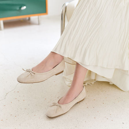 K姐【春日花园芭蕾单鞋】头层羊猄 空气棉防磨脚百搭多巴胺单鞋