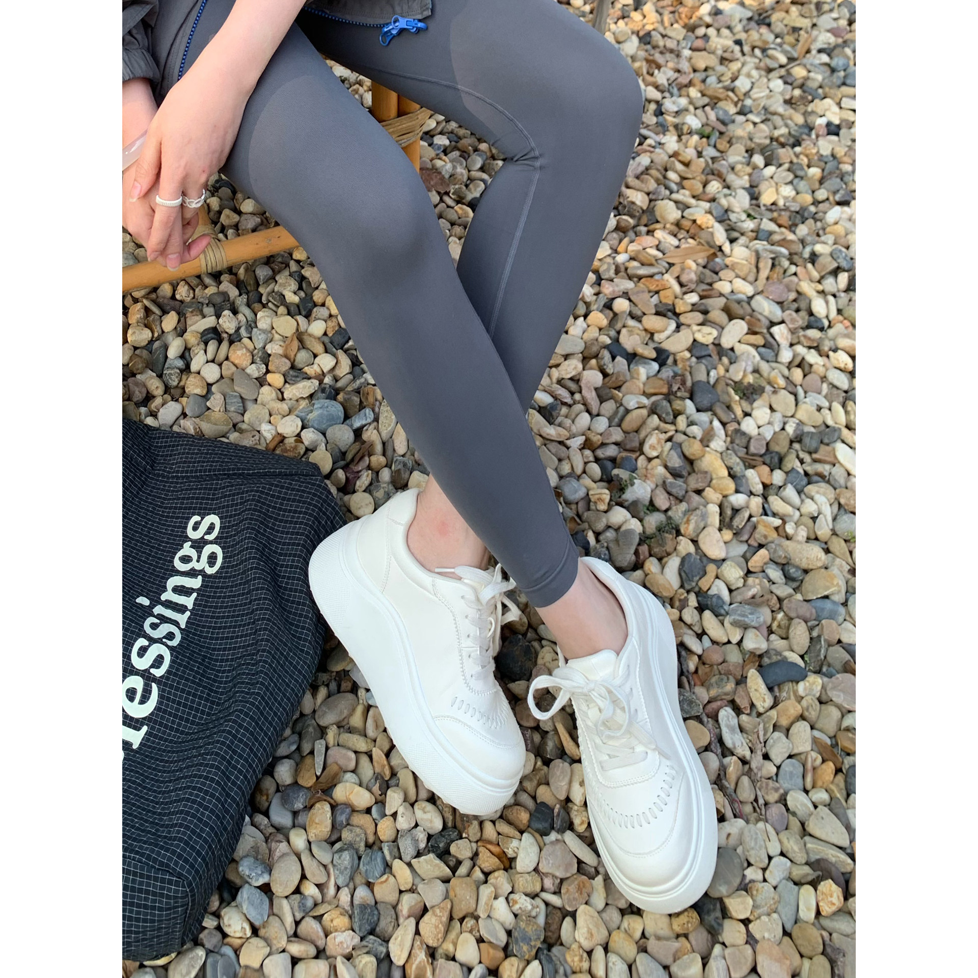 K姐 【大长腿松糕小白鞋】头层牛皮 6cm雪糕底舒适百搭厚底小白鞋主图