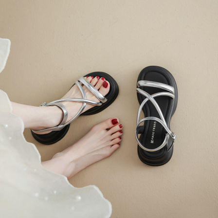 真皮【方巷大叔】罗马凉鞋女2026夏季新款厚底增高软底沙滩鞋子