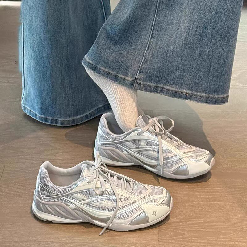 厚底网面透气德训鞋女2026新款春季软底鞋子赛车鞋休闲小白运动鞋主图