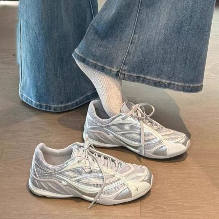 厚底网面透气德训鞋女2026新款春季软底鞋子赛车鞋休闲小白运动鞋