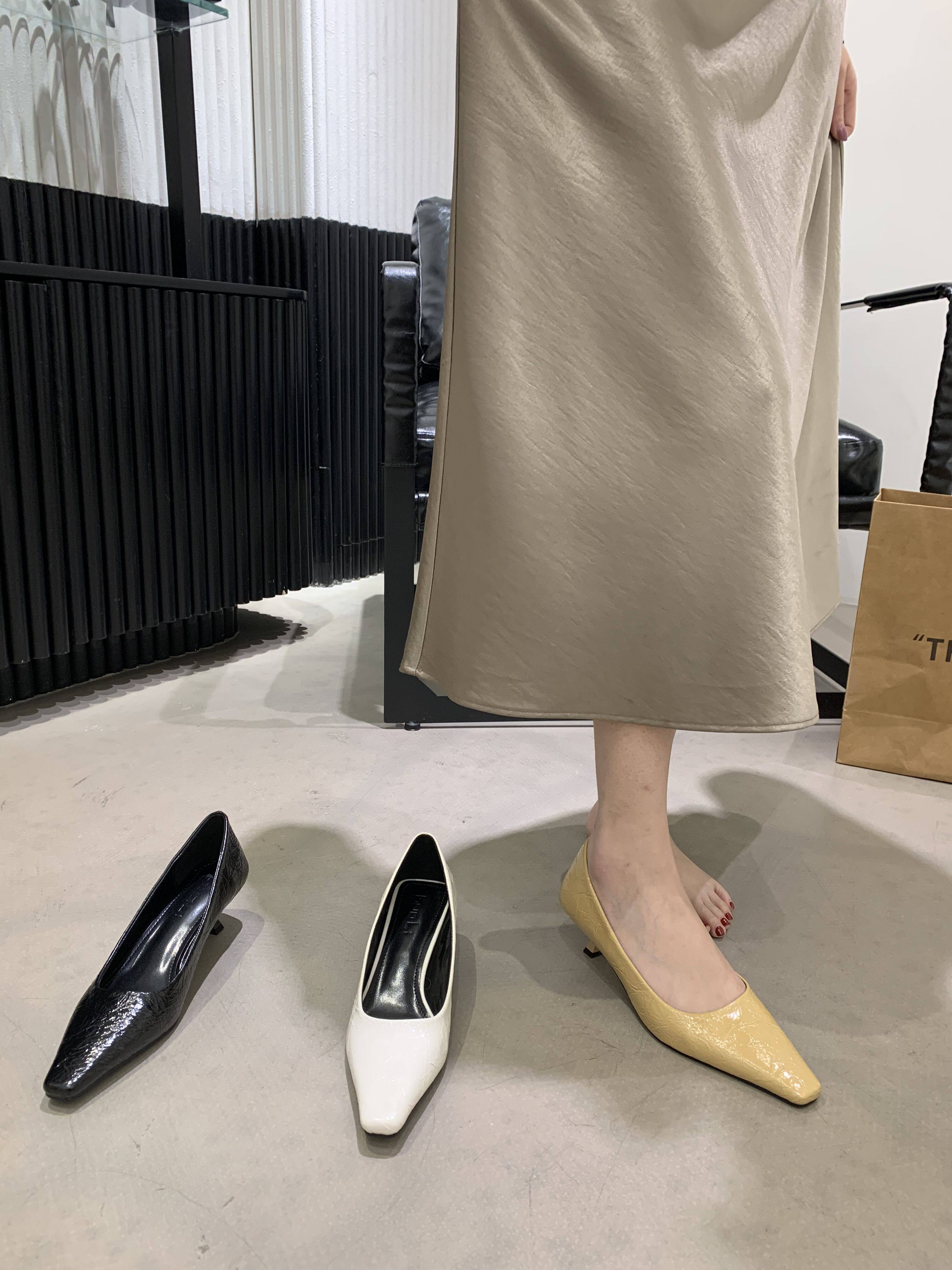 新款小猫跟不累脚高跟鞋漆皮女气质简约职业通勤方头浅口单鞋细跟主图