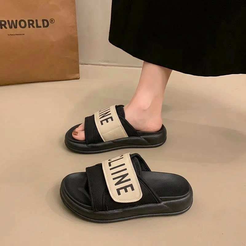 绝美厚底增高凉拖鞋女夏外穿百搭配裙子2026新款法式平底拖鞋女款主图