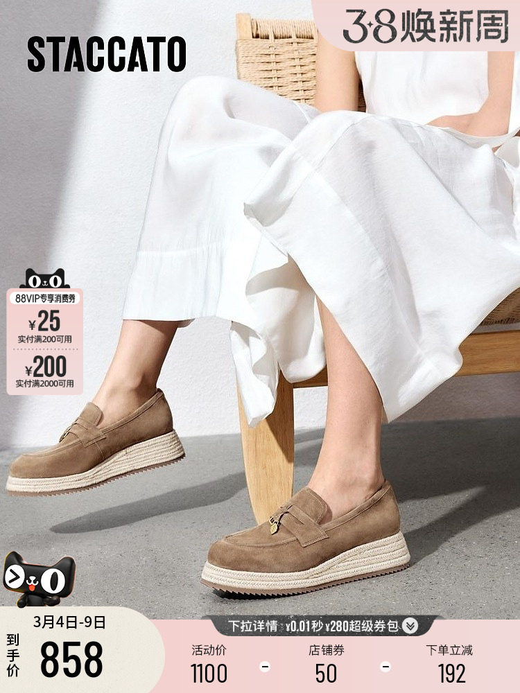 【李佳琦直播间现货返场】思加图马赛夏天一脚蹬草编渔夫鞋乐福鞋主图