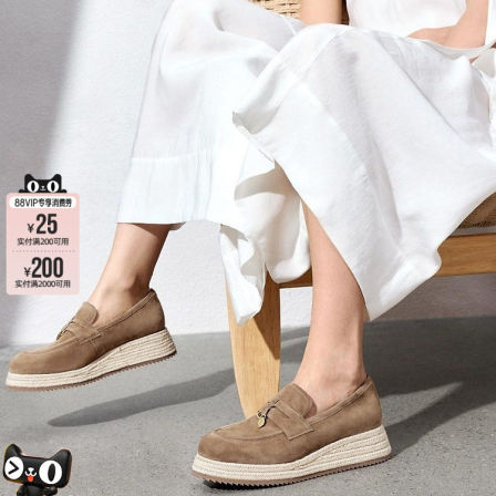 【李佳琦直播间现货返场】思加图马赛夏天一脚蹬草编渔夫鞋乐福鞋