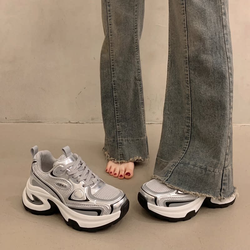 爆款厚底老爹鞋女小个子增高2026超火新款春季复古百搭运动休闲鞋主图