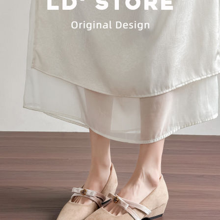 真皮~内增高山茶花玛丽珍鞋女2026新款通勤不累脚蝴蝶结坡跟单鞋