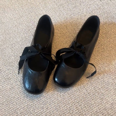 羊皮版~系带蝴蝶结玛丽珍鞋女内增高圆头简约复古真皮小皮鞋