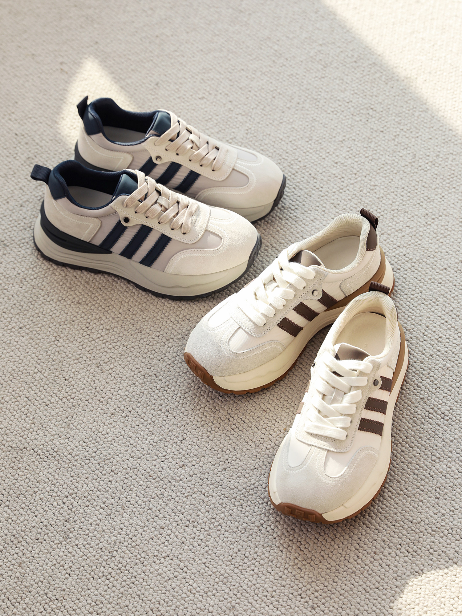 26新【高丝光牛猄+羊皮+莱卡布/增高5CM】阿甘舒适厚底老爹鞋主图