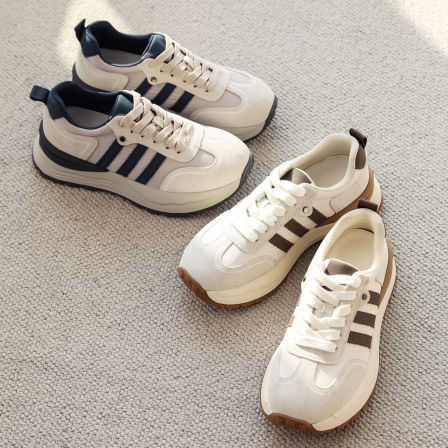 26新【高丝光牛猄+羊皮+莱卡布/增高5CM】阿甘舒适厚底老爹鞋