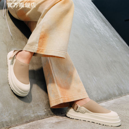 UGG夏季新款女士厚底包头帆布款半拖鞋炫金克罗格休闲鞋 1175295