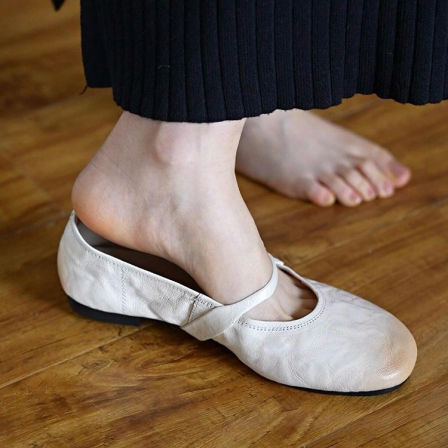 羊皮版~软皮舒适复古圆头平底玛丽珍鞋女一字带浅口文艺风小单鞋