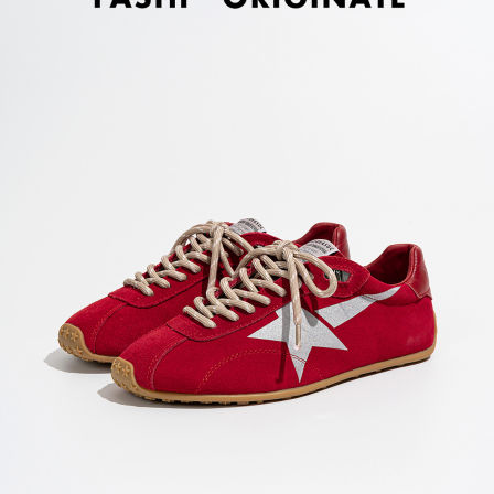 软牛皮~红色星星德训鞋女2026春季新款休闲平底运动鞋百搭阿甘鞋