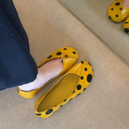 羊皮版~韩系甜美风优雅气质显瘦百搭玛丽珍鞋女小众拼接平底单鞋