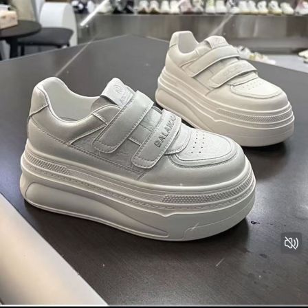 高品质真皮魔术贴小白鞋女2026春季新款厚底增高休闲鞋女单鞋