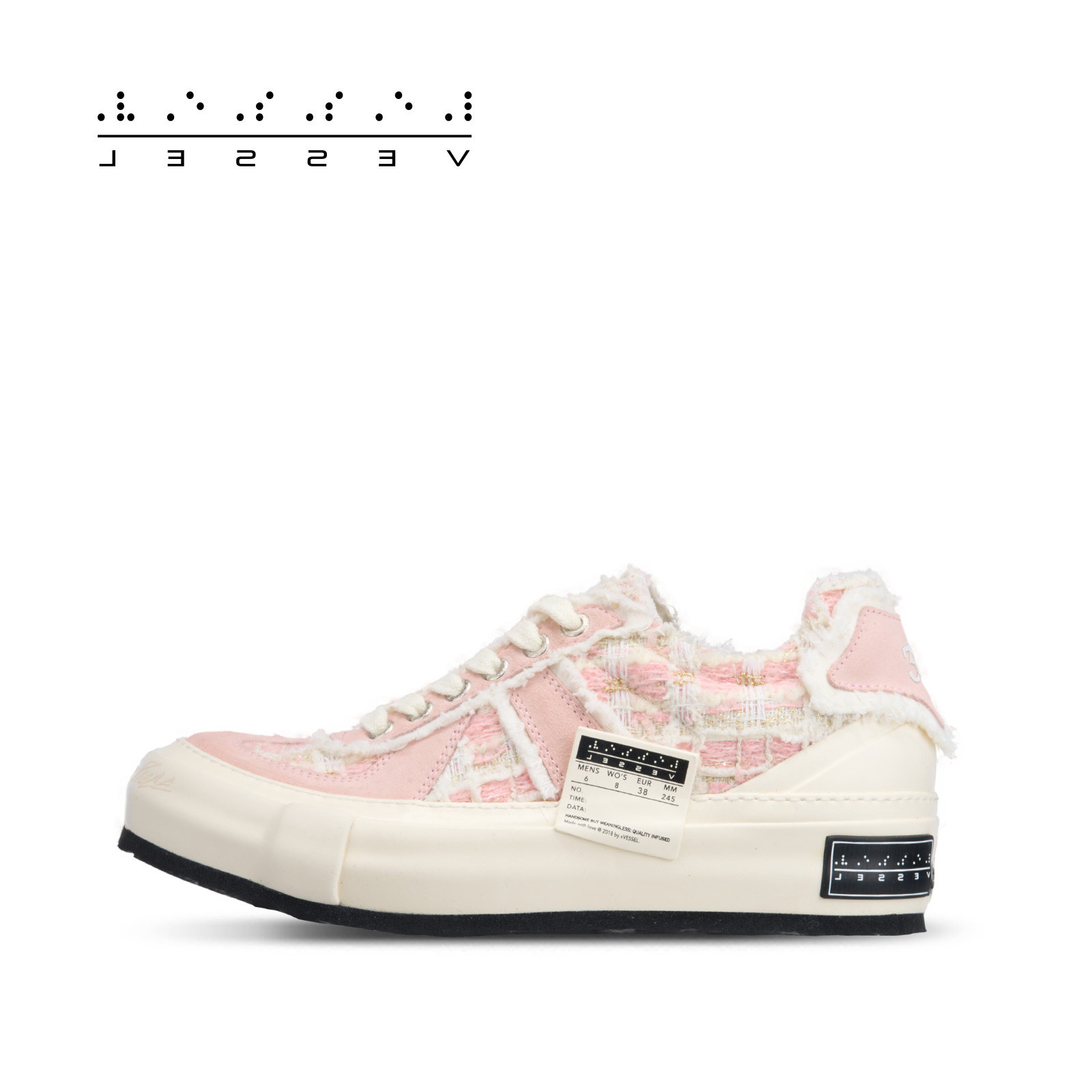 xVESSEL德训系列悦己粉色粗花呢增高经典百搭帆布鞋女休闲板鞋主图