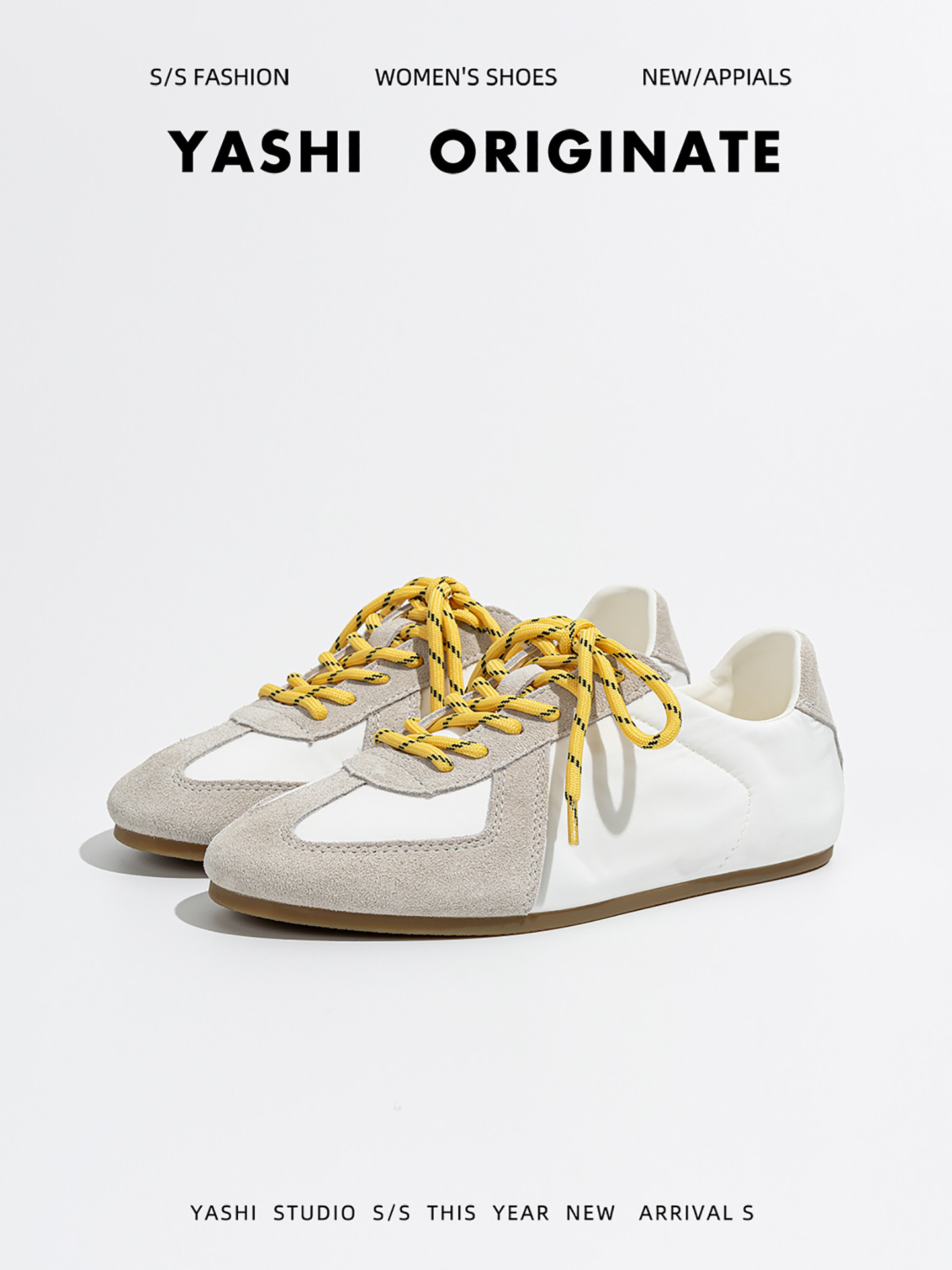 复古拼色系带德训鞋女2026年春季新款超火厚底增高百搭休闲运动鞋主图