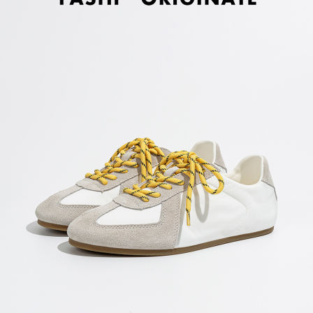 复古拼色系带德训鞋女2026年春季新款超火厚底增高百搭休闲运动鞋