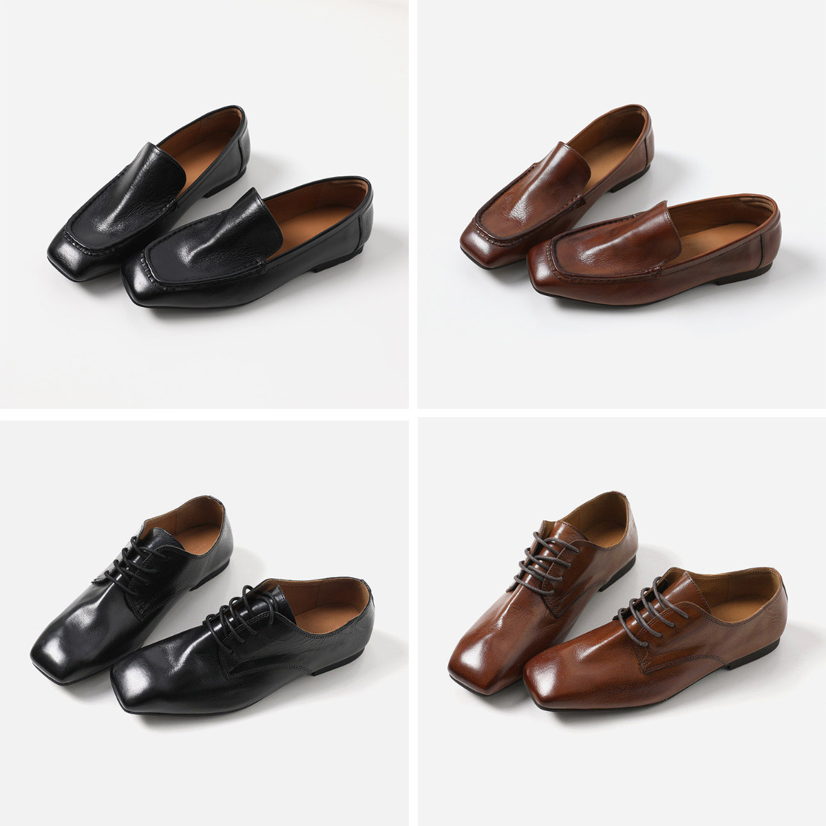 ED09001 R0*W意大利进口简约水洗胎水牛皮一脚蹬/系带乐福鞋单鞋主图