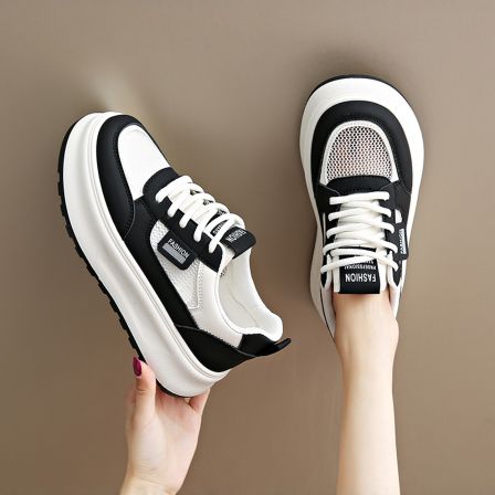 小白鞋女款2026新款春季爆款网面鞋透气百搭厚底休闲运动学生板鞋