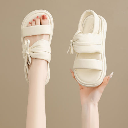 卓诗尼厚底凉鞋女款2026夏季新款软底百搭蝴蝶结绝美不累脚沙滩鞋