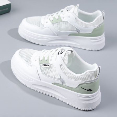 小白鞋女鞋夏季透气薄款板鞋2026新款学生网面运动鞋单网厚底网鞋