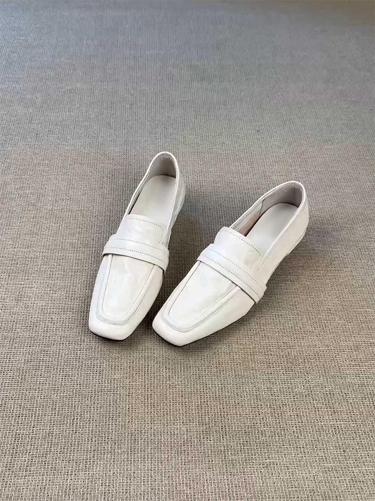 羊皮版~韩式复古通勤百搭不累脚外穿乐福鞋女休闲简约舒适小皮鞋主图