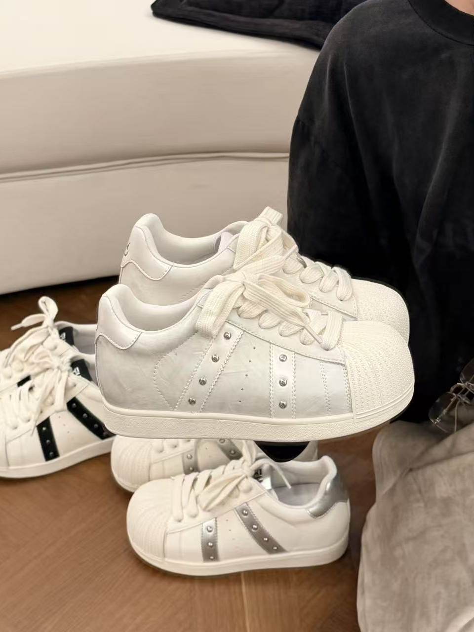 H55女鞋玩偶贝壳2026春季新款复古重塑休闲贝壳头韩版百搭板鞋主图