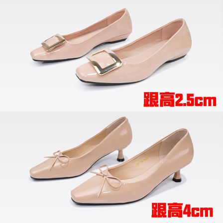 补贴款【拿人品推荐】跟高2.5-4cm,小香风方头裸色单鞋~2026春款