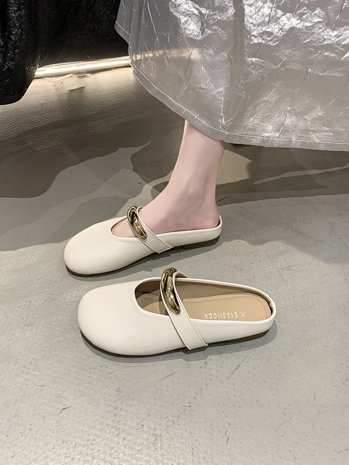 法式平底包头拖鞋女夏外穿2026新款一字带穆勒凉拖一脚蹬勃肯单鞋主图