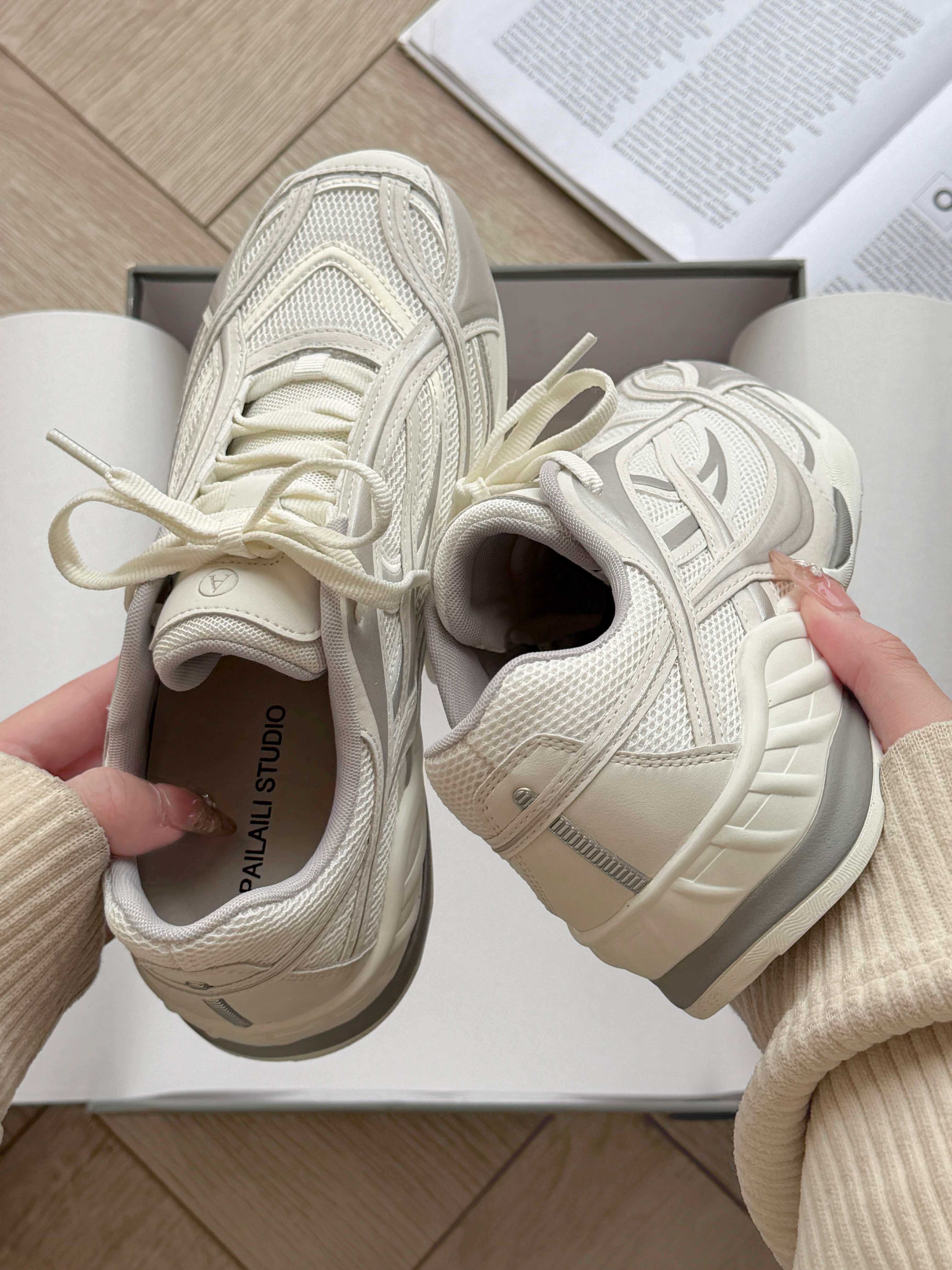 【PAILAILI】内增高6cm阿甘鞋潮流百搭轻便休闲运动赛车鞋小白鞋主图