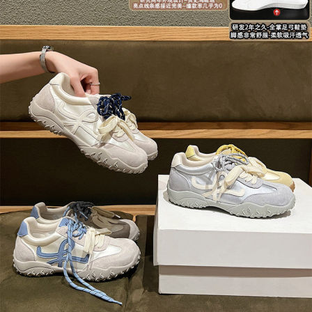 【冰氧纱透气网】大叔家厚底内增高德训鞋女2026款运动透气阿甘鞋