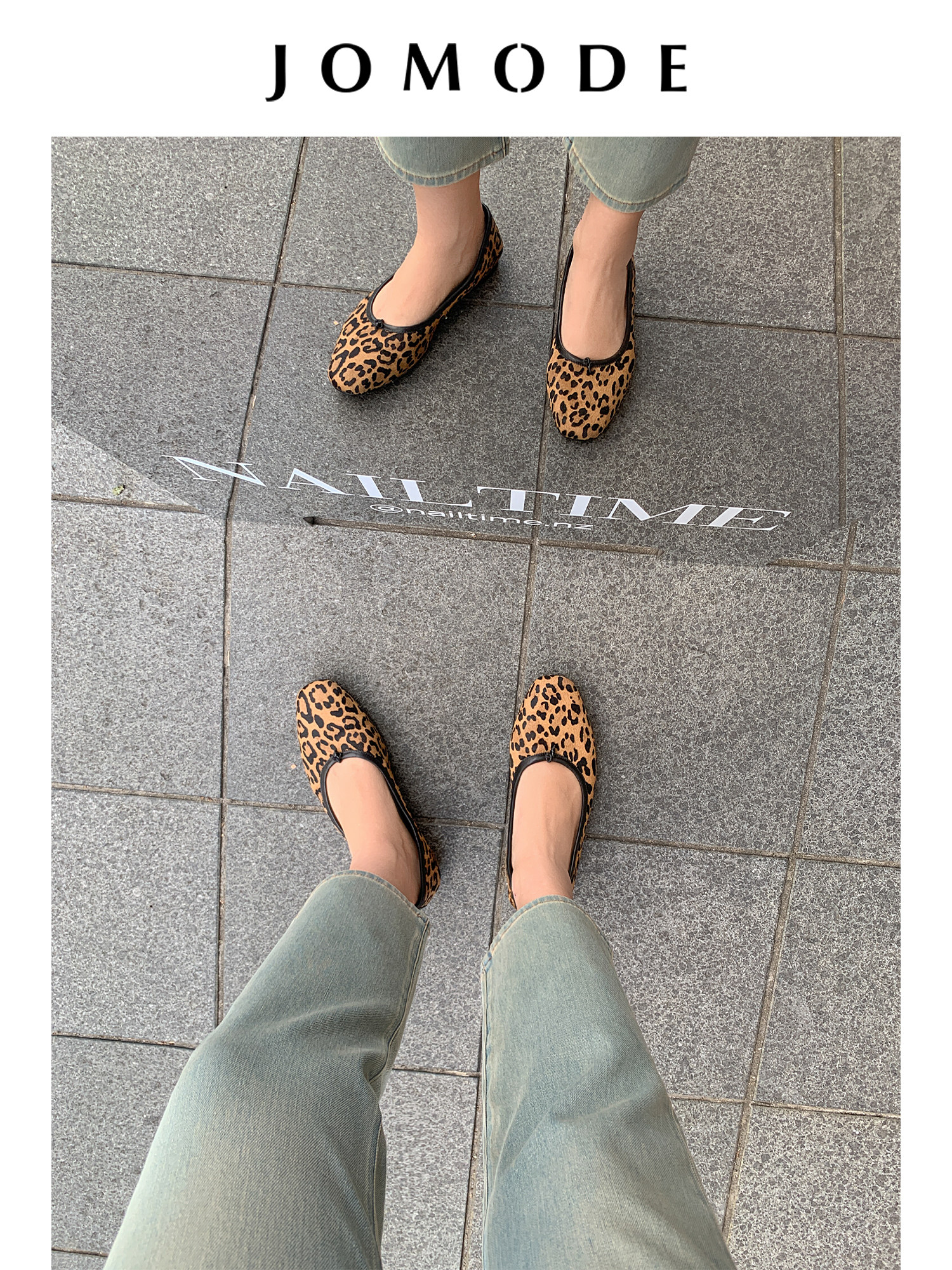 JOMODE 春季豹纹芭蕾舞鞋女平底浅口单鞋一脚蹬百搭休闲鞋主图