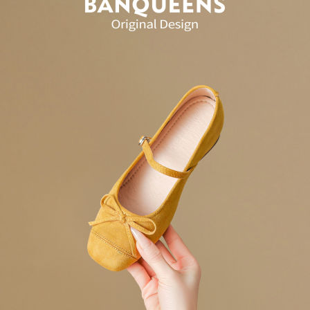 5CM内增高~半曲小香风玛丽珍鞋女2026春款小个子厚底真皮芭蕾单鞋