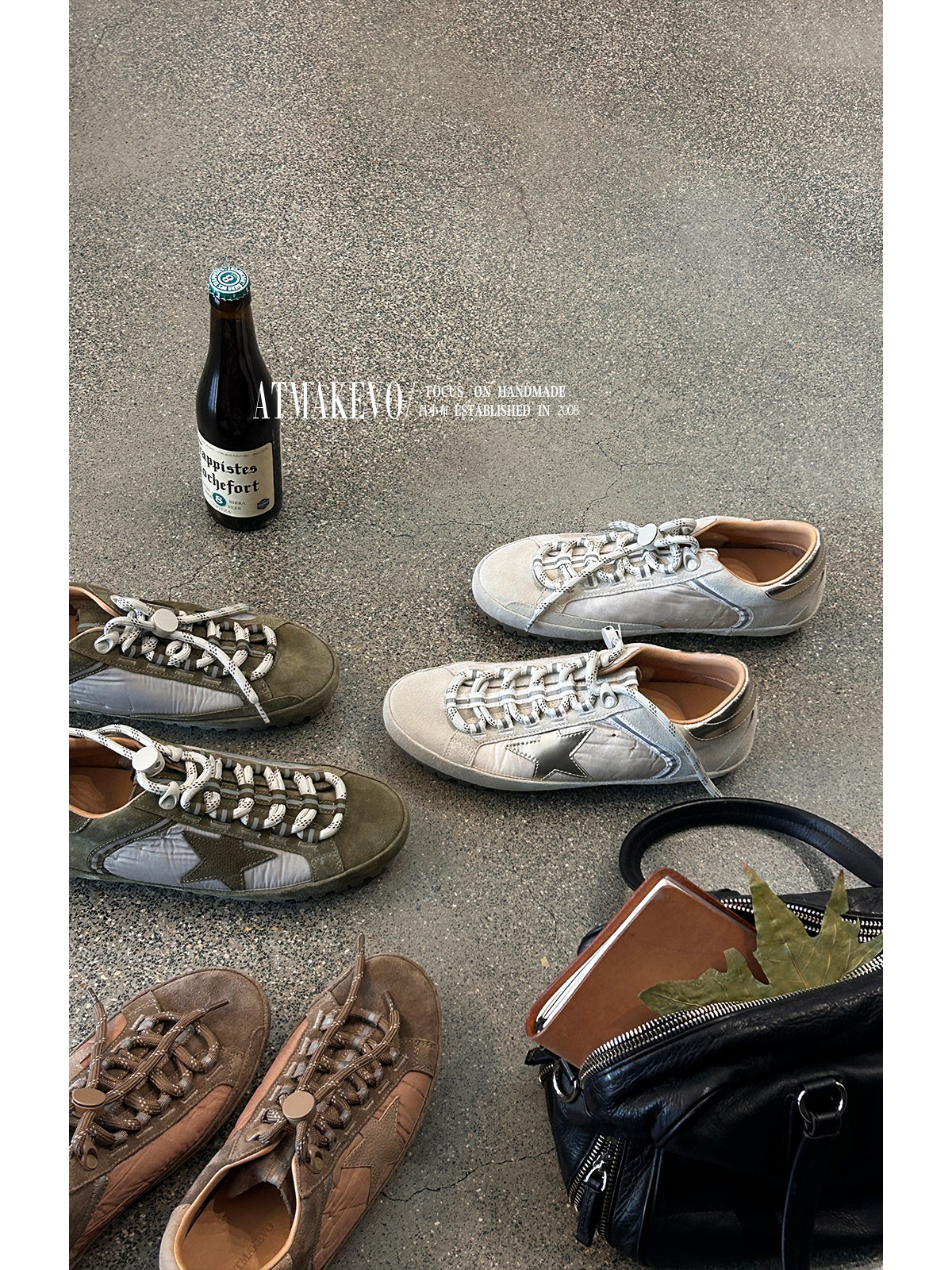 吕小布 | G家小脏鞋 春款真皮星星手工擦色做旧复古内增高休闲鞋主图